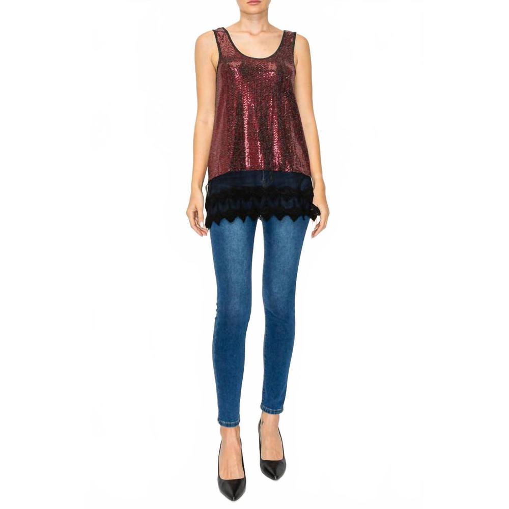 NEW ORIGAMI women's sparkly tank top in red